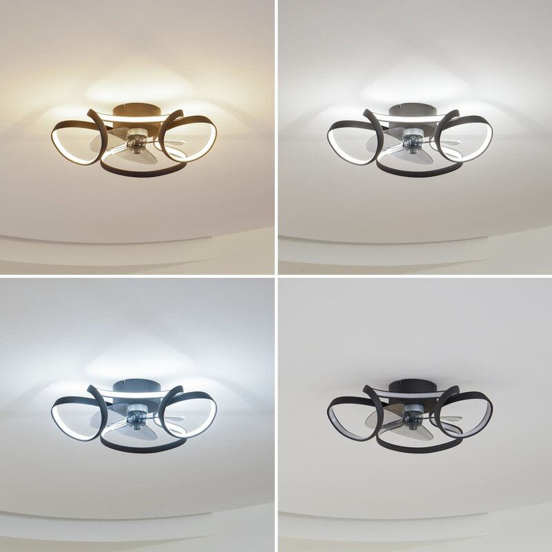 Lindby Deckenleuchte Ventilator Lomata LED dimmbar Lampe schwarz Ø60cm 23cm - 4251911780093