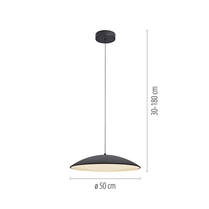 Schöner Wohnen LED Hängeleuchte LENTE dimmbar Pendelleuchte schwarz Ø50cm - 4043689017989