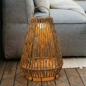 B-Ware Lindby LED-Solarleuchte Amaria Gartenlampe Rattan dimmbar warmweiß Ø27cm 37cm
