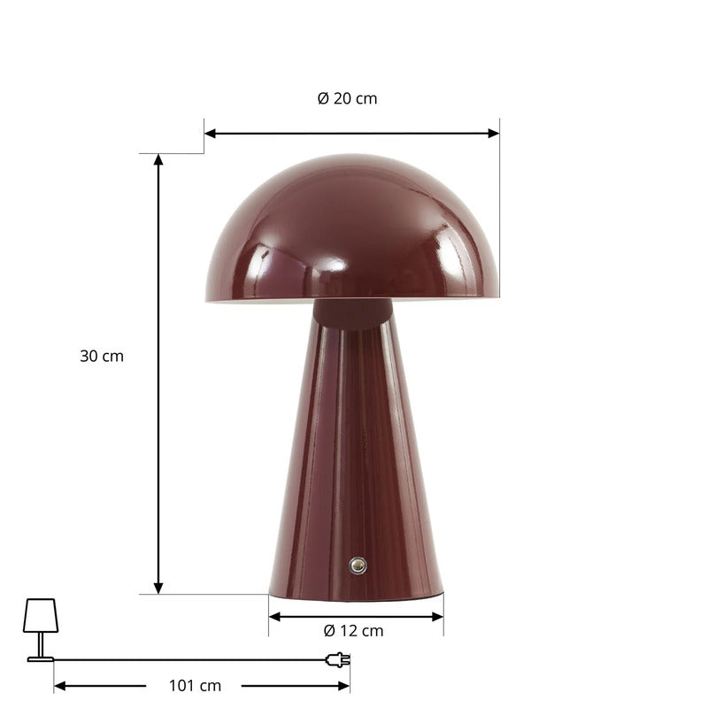 Lindby Tischlampe LED Akkulampe Nevijo dimmbar rot Touchdimmer Ø20cm 30cm - 4255830913310