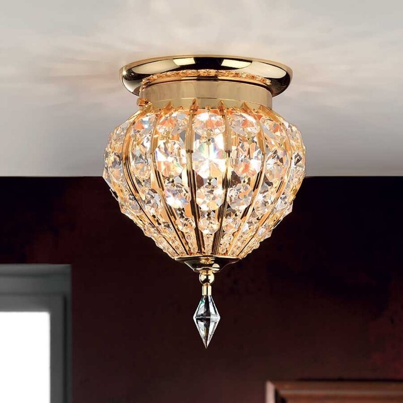 Schöler Kristalldeckenleuchte Lampe MOSKVA 17 cm gold transparent Messing G9 - 9003090204205