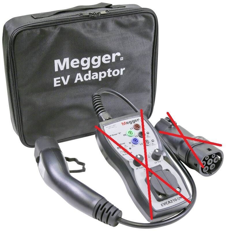 Megger EVCA210 Adapter für Elektrofahrzeug-Ladestationen mit Transportkoffer - 5036175242582