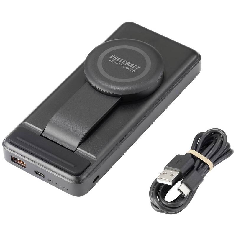 Voltcraft Wireless Powerbank 20000 mAh Qi Ladegerät Akku Schwarz mit - 4064161293394