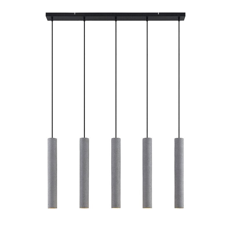 Lindby Pendellampe Hängeleuchte Concretto LED 5-flg dimmbar grau 100cm Beton - 4251096584165