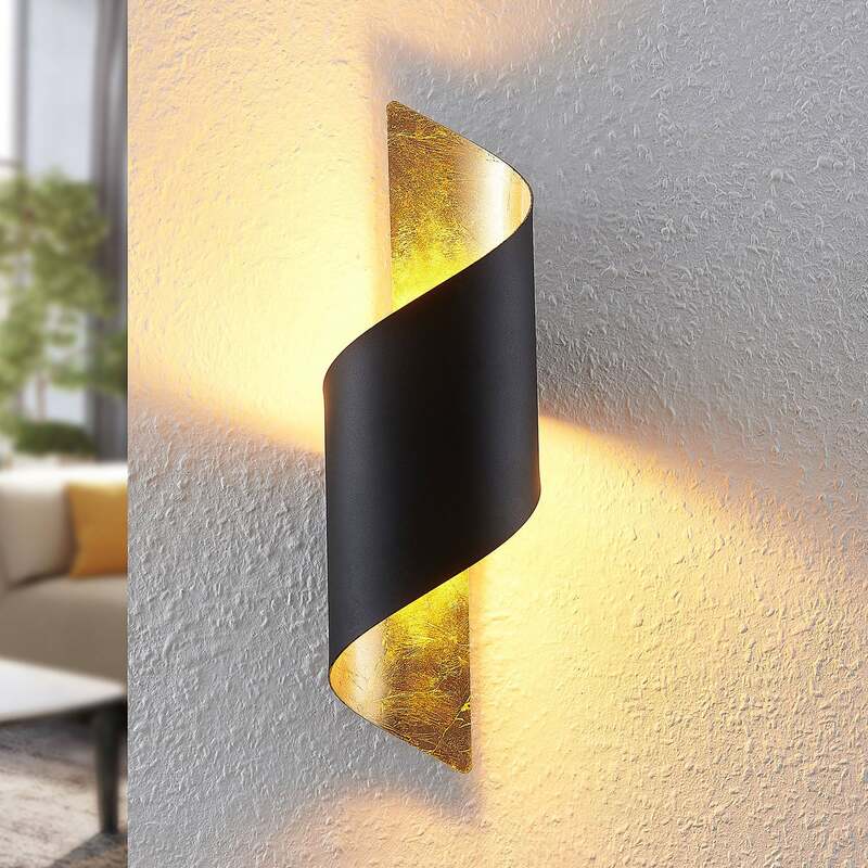 Lindby Wandleuchte Desirio LED Wandlampe dimmbar schwarz gold 35cm E14 Metall - 4251911712810