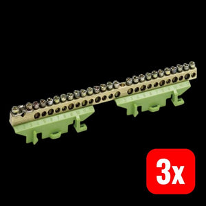 3x B-Ware Hager Klemme KM25E Messing 60A 1-polig Einzelverpackung Gelb-Grün 5mm
