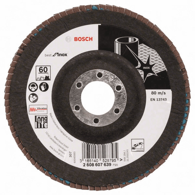 Bosch Fächerschleifscheibe Schleifblatt Inox Glas X581 125 x 22,23 10 STÜCK - 3165140528795