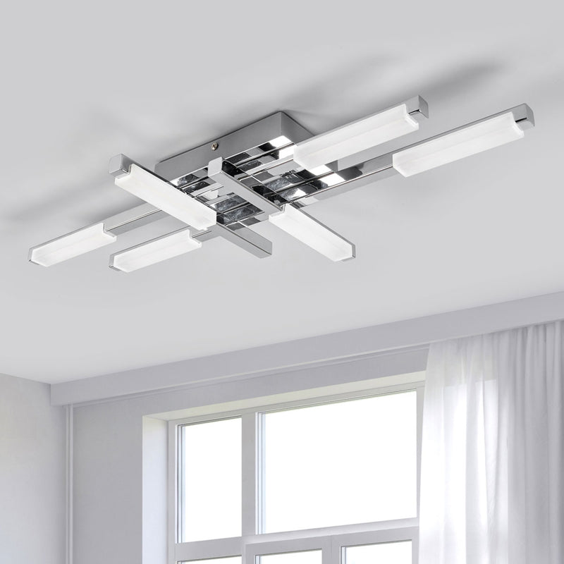 Lindby Deckenlampe Patrik LED Leuchte 6-flammig chrom IP44 62x30cm weiß - 4251096544534