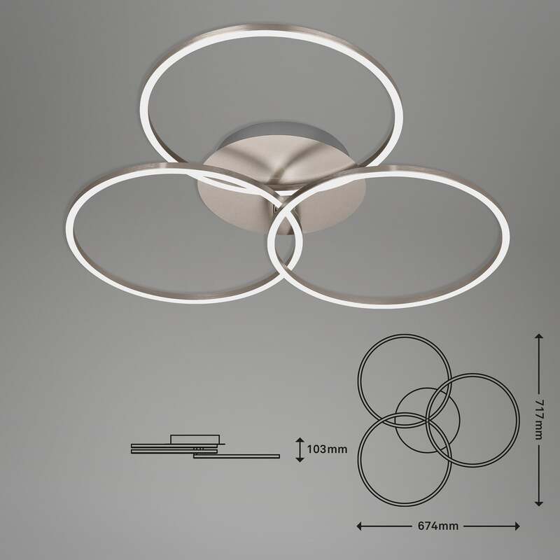 Briloner Deckenlampe Leuchte Frame Ring dimmbar LED 3-flammig nickel 71,7x67,4cm - 4002707405726