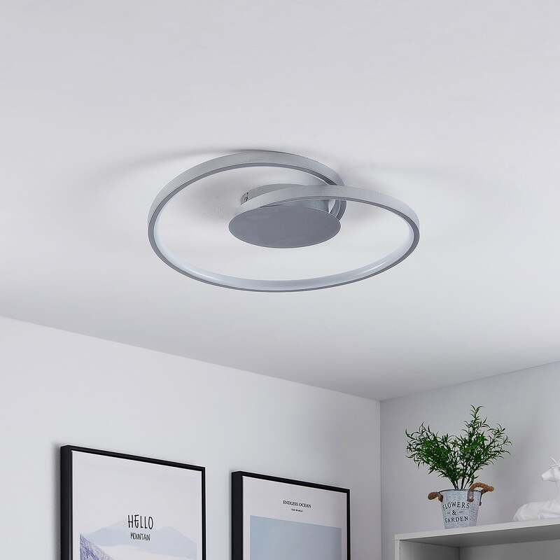 Lucande Deckenlampe LED Enesa dimmbar 21W warmweiß silber Ø46cm 1100 Lumen - 4251096596557