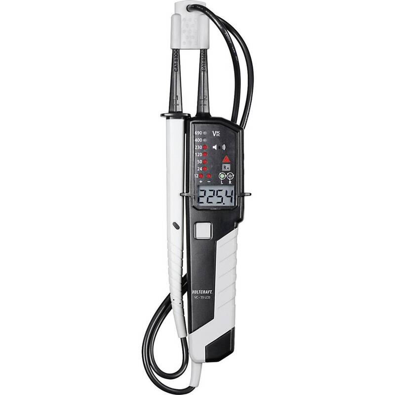 VOLTCRAFT VC 55LCD Spannungsprüfer Stromprüfer Phasenprüfer 12-690V AC/DC LED - 4016138895025