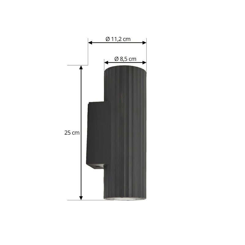 Lindby Außenwandleuchte Christa grau Beton 25 cm Riffel Wandlampe Lampe Leuchte - 4251911786088
