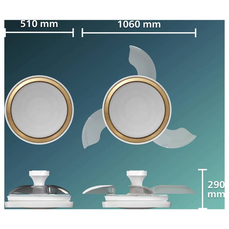 Philips LED Deckenventilator 28W Fernbedienung Dimmbar Gold 170m³/h 3 Flügel - 8721103096067