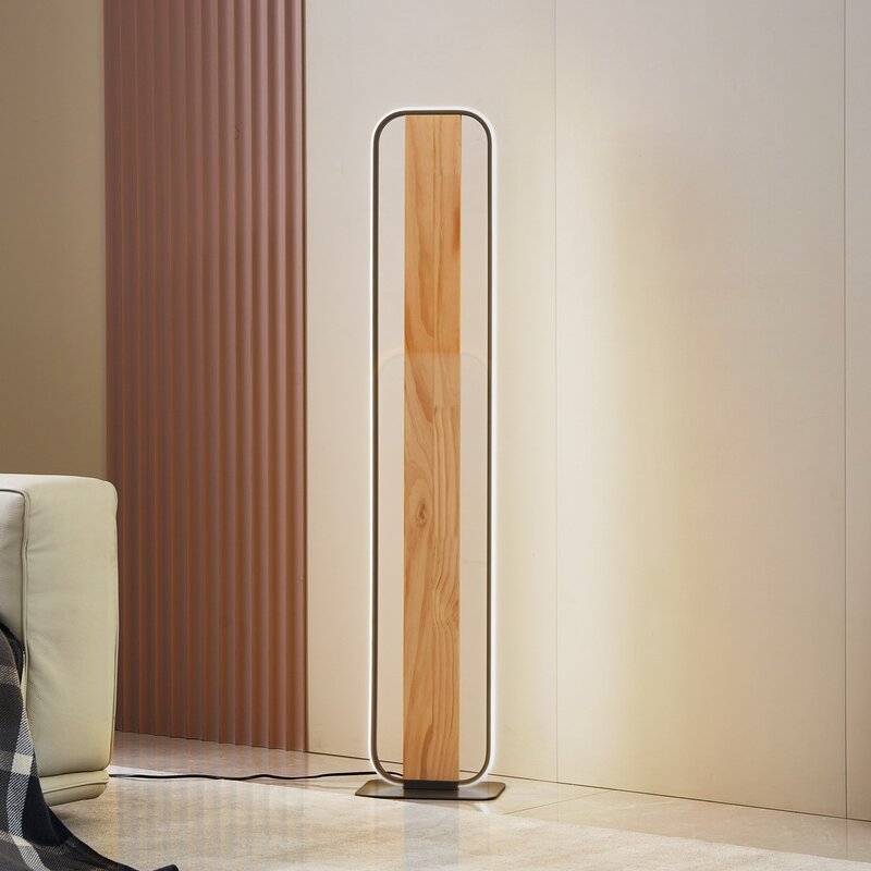 Lindby Stehleuchte Standlampe LED Romilda grau Holz Schalter Kabel 122 cm - 4251911794441
