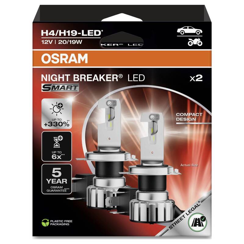 OSRAM LED Leuchtmittel Lampe NIGHT BREAKER H4 H19 SMART Weiß 2 Stück - 4062172426404