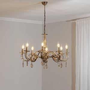B-Ware Castro Kronleuchter Lampe messing antik 8-flammig Esszimmer Beleuchtung