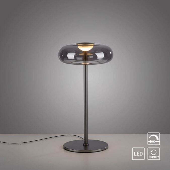 Schöner Wohnen Lampada LED Da Tavolo Posh, Vetro Fumé, 3.000 K - 4043689018443