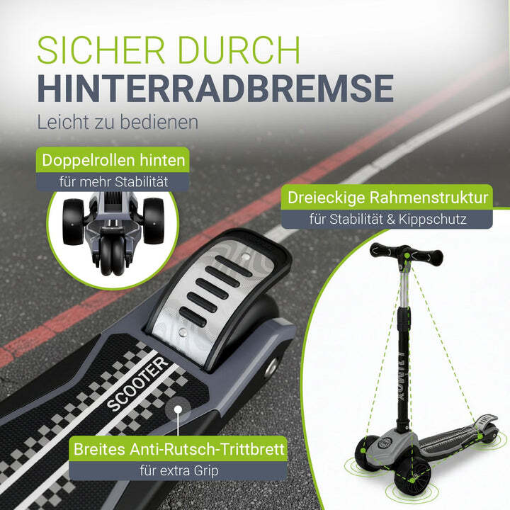 Kinderroller Lumox Roller für Kleinkinder ab 3 Jahren LED-Leuchträder Schwarz - 4262437187709