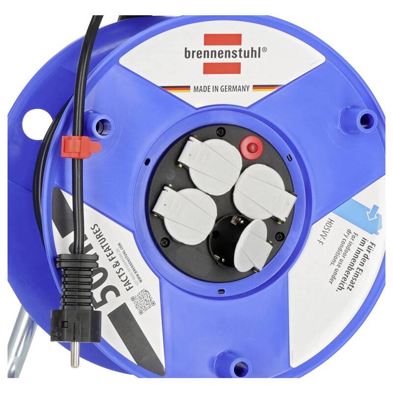 Brennenstuhl Kabeltrommel 50m Schutzkontakt-Stecker 4-fach Verlängerung schwarz - 4007123005345