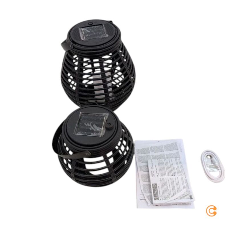Pauleen Laterne Windlicht Solar LED schwarz Kunststoff Set Garten Dekolicht Auße - 4000870482933