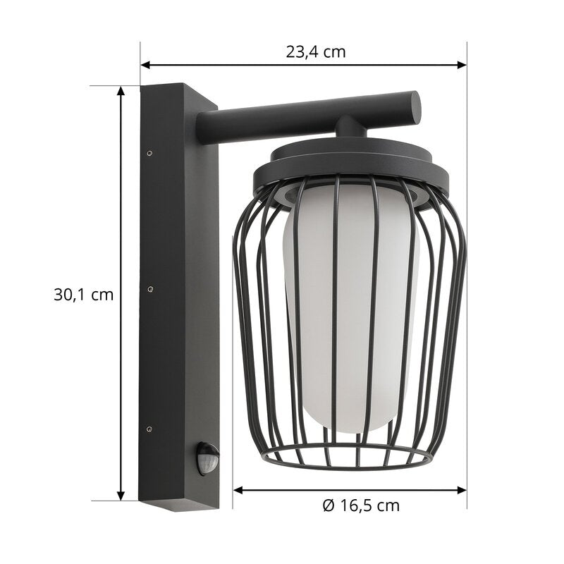 Lucande Außenwandleuchte Chandan Sensor 30 cm Aluminium Wandlampe Lampe Leuchte - 4251911764314