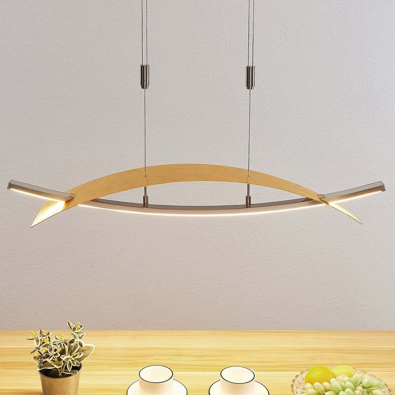 Lucande Pendelleuchte Hängeleuchte LED gold dimmbar höhenverstellbar Wohnzimmer - 4251096552645