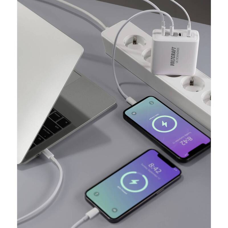 VOLTCRAFT UC-3C1A140W01 USB-Ladegerät 140W 4 Ausgänge GaN für iPad iPhone Tablet - 4064161332932