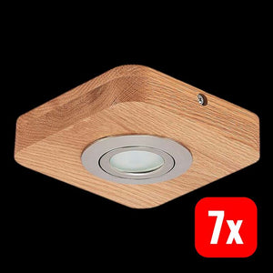 7x B-Ware Lindby Deckenleuchte Mikari LED Lampe Downlight Holz schwenkbar warmweiß 14cm