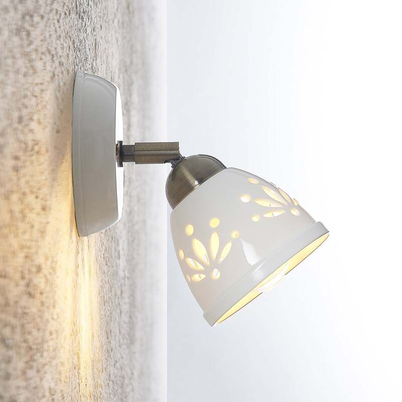Lindby Strahler Sanrike LED Deckenstrahler Lampe dimmbar Keramik weiß 19x12cm - 4251911704105