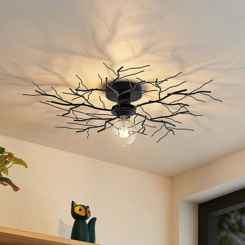 Lindby Deckenleuchte Vetki LED Lampe Leuchte dimmbar schwarz Ø60cm 1-flg. Metall - 4251911706987