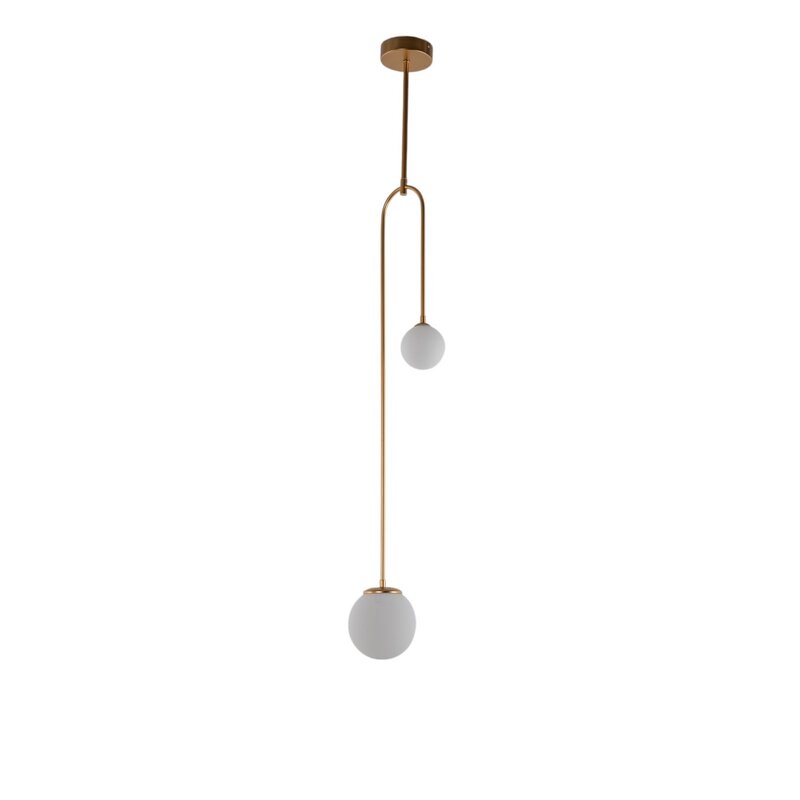 Hängeleuchte AV-1897-2BSA 2 Glaskugeln gold Hängelampe Pendelleuchte Lampe 907 - 8698957177528