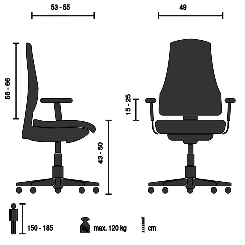 hjh OFFICE Bürostuhl COLORE schwarz Netzstoff höhenverstellbar für Hartböden - 4064323045458