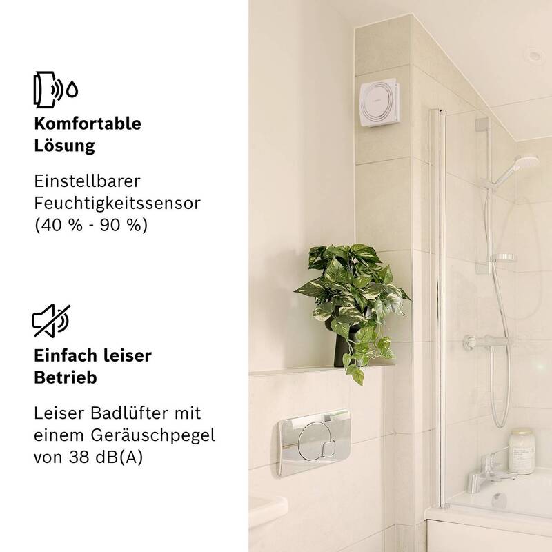 Bosch FAN 1900 W125 DH Wand- und Deckenlüfter 16,5 W 120 mm Weiß 38 dB - 4062321994525