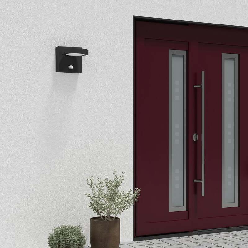 Lucande Außenlampe Wandleuchte Belna LED Gartenlampe mit Sensor dunkelgrau IP54 - 4251911702576