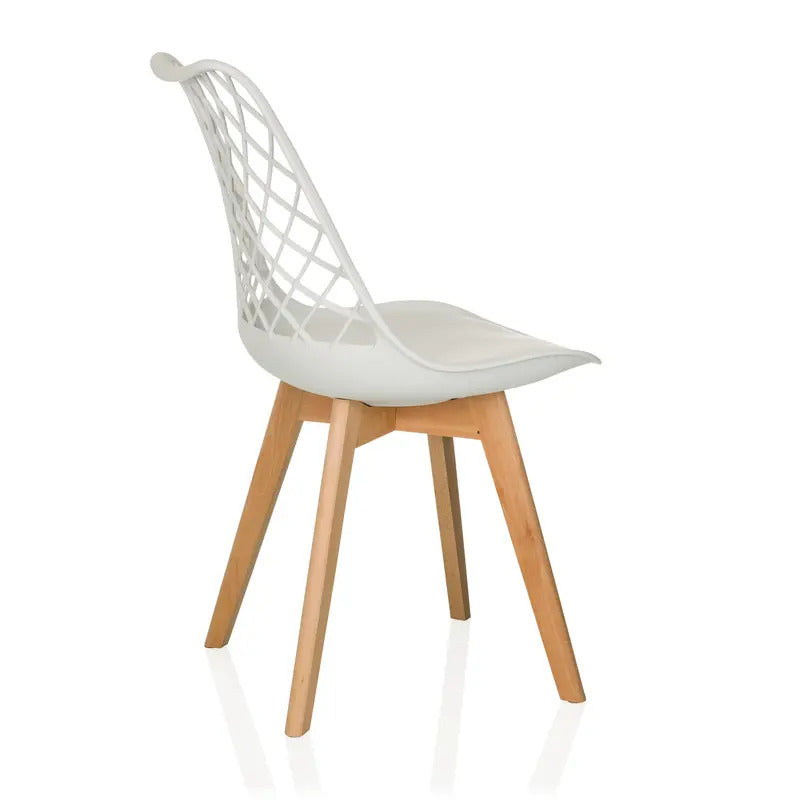 hjh LIVING Schalenstuhl Stuhl Esszimmerstuhl weiß Kunststoff Massivholz - 4064323107170