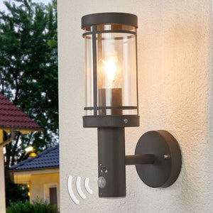 B-Ware Lindby Außenwandleuchte Djori LED Gartenlampe mit Bewegungsmelder anthrazit IP44