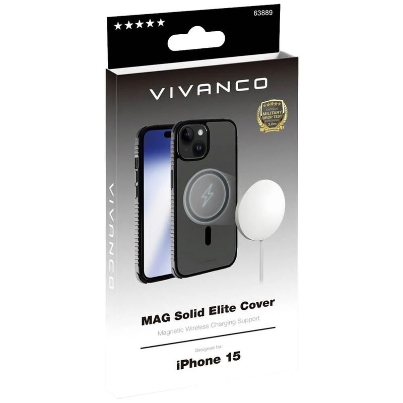 Vivanco Rückcover Handyhülle Backcover iPhone 15 MagSafe schwarz transparent - 4008928638899