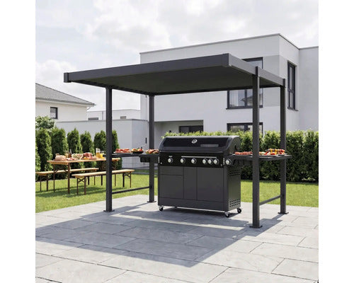 Konsta Grillpavillon Grillpergola Pergola Lamellen anthrazit 300x250cm - 4306516777013