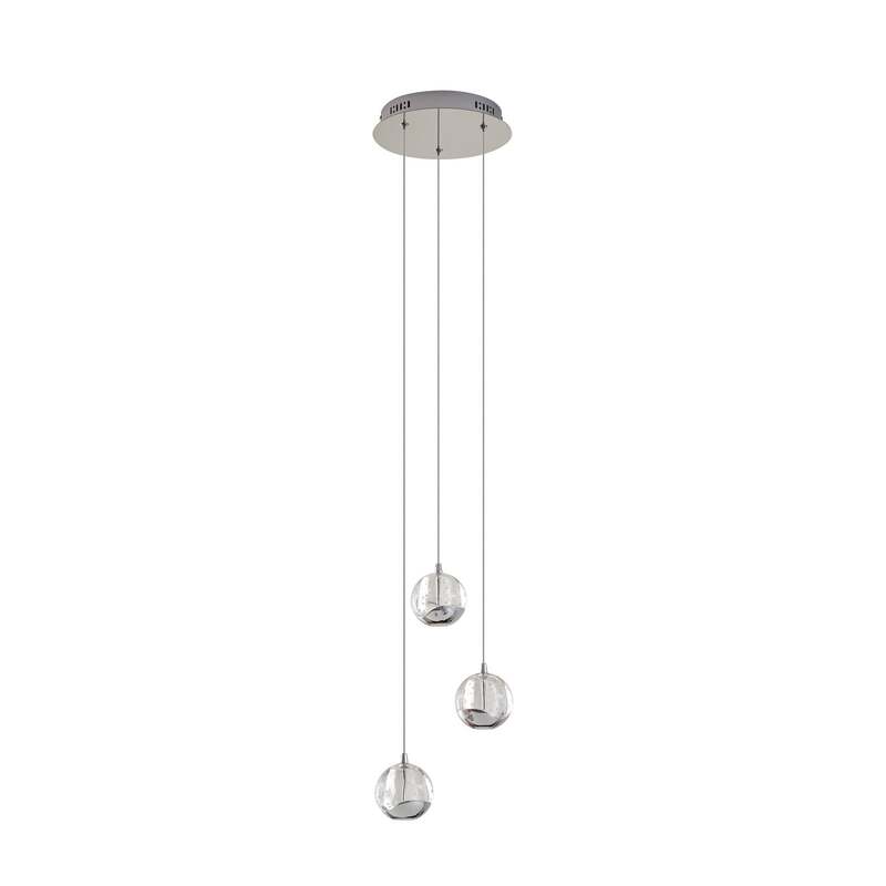 Lucande Pendelleuchte Hängeleuchte Hayley LED Lampe 3-flg chrom Ø25cm Glas - 4251096562446