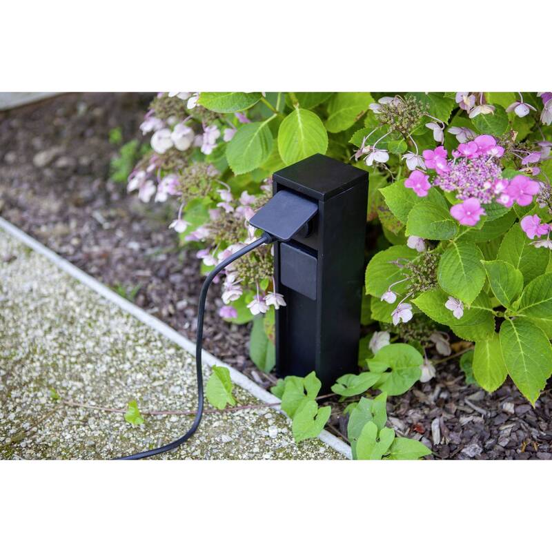 Lutec 9702201012 Stromverteiler für Garten 2 Steckdosen Verteilerdose Anthrazit - 6939412087405