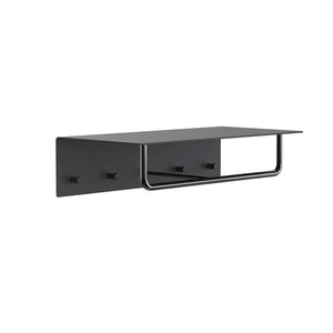 B-Ware Frost Wandgarderobe Garderobenleiste Haken Stange 600 mm schwarz Aluminium Unu