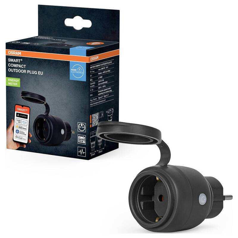 OSRAM SMART+ WIFI MATTER Funk-Steckdose Schwarz 230V Alexa Steuerung - 4099854419249