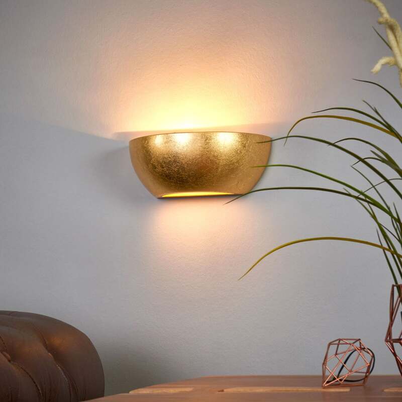Lindby Wandleuchte Hängeleuchte Kolja LED Wandlampe Lampe dimmbar gold 25cm - 4251096525878
