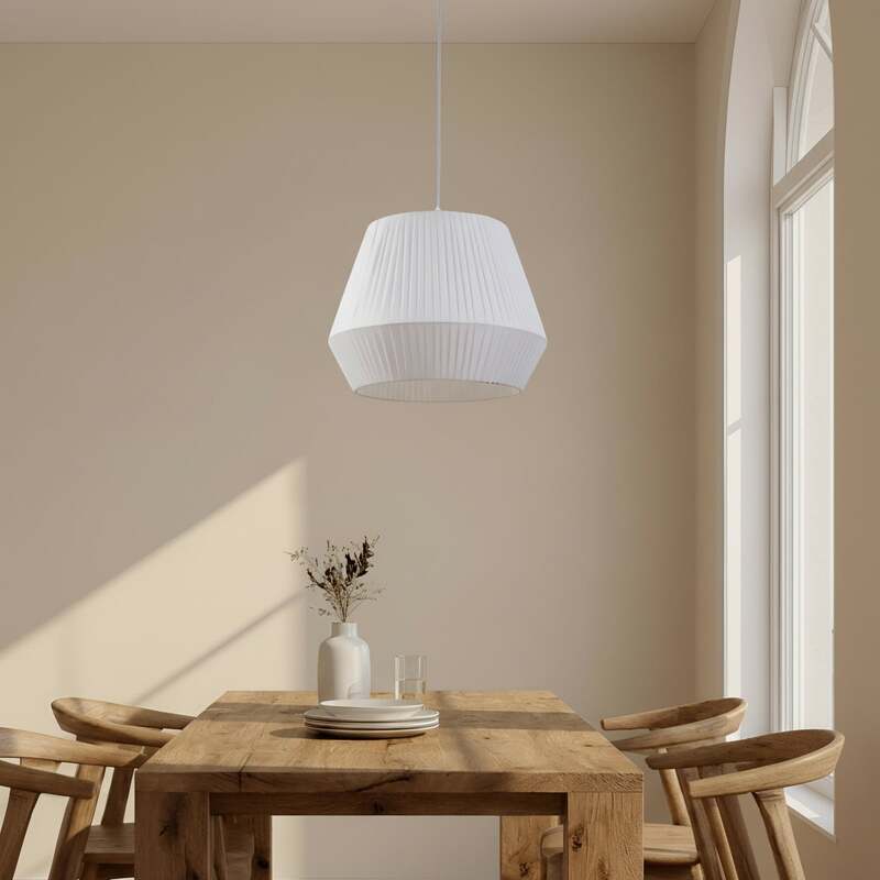 Lindby Hängeleuchte Vitore 40 cm Textil weiß dimmbar E27 15 W LED - 4251911792539