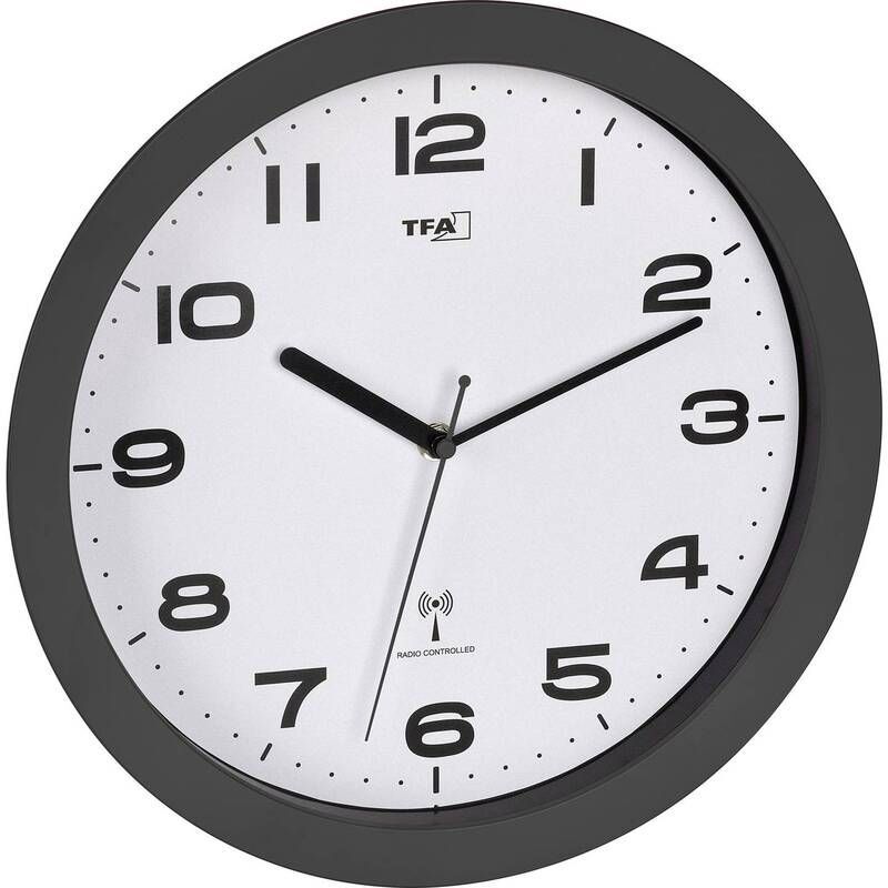 TFA Funkwanduhr Uhr Analoge Funkuhr Kunststoff Zifferblatt 32 cm Anthrazit - 4009816044266