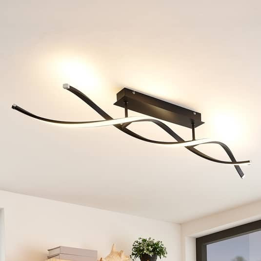 Lindby Deckenleuchte Deckenlampe LED Welina schwarz dimmbar Deckenspot Lampe - 4251096597264