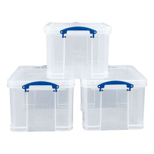 B-Ware Really Useful Box 3er Set Ablagebox 35 L transparent stapelbar verstärkter Boden