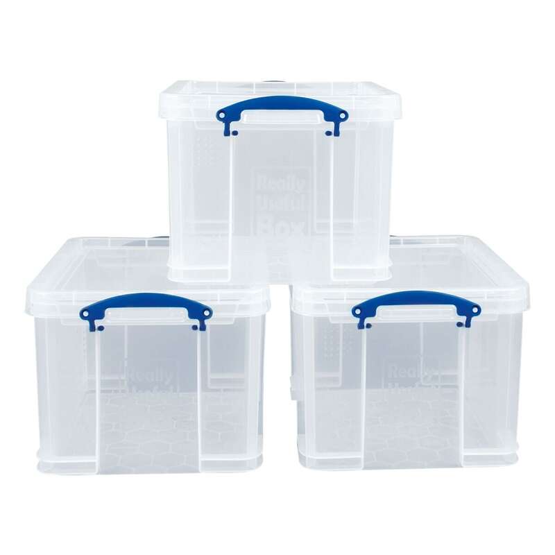 Really Useful Box 3er Set Ablagebox 35 L transparent stapelbar verstärkter Boden - 5060456653309