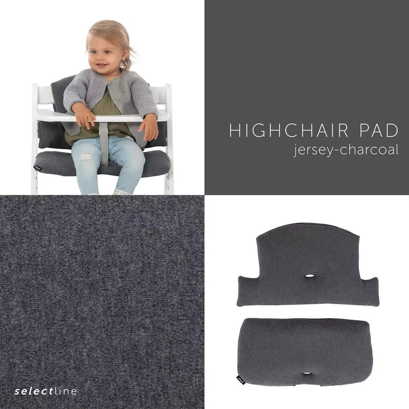 Hauck Sitzverkleinerer Hochstuhlauflage Alpha Select Jersey Charcoal 2-teilig - 4007923667033