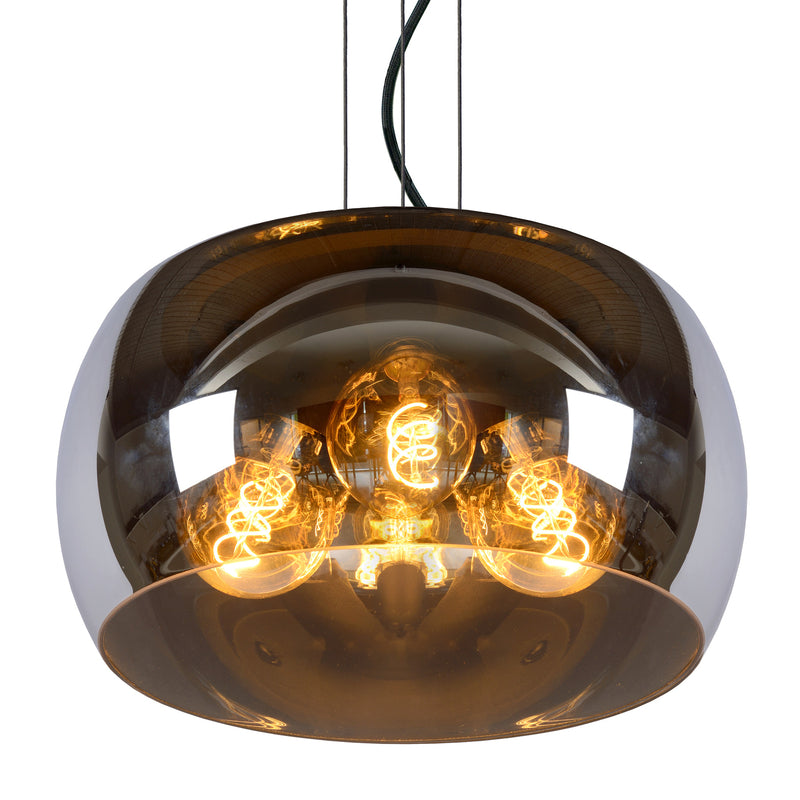 Lucide Hängeleuchte Pendelleuchte Olivia Glas rauchgrau schwarz E27 LED Ø 40 cm - 5411212452092